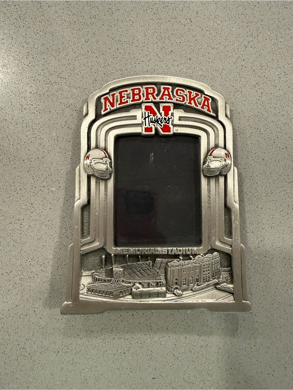 Nebraska Huskers Memorial Stadium Picture Frame - Silver with Red Accents